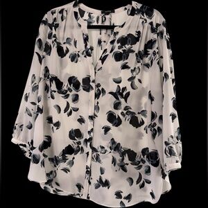 NYDJ Monochrome Floral Blouse-L